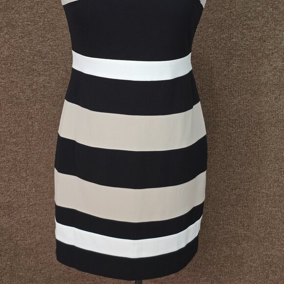 Tommy Hilfiger Colorblock Stripe Crepe Sheath Dress Sz 14 Pre Owned - Picture 2 of 7